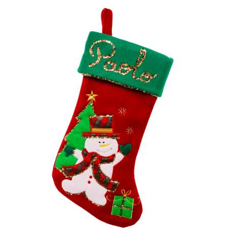 Botte de Noël Bonhomme de neige en tenue écossaise - Millepaillettes