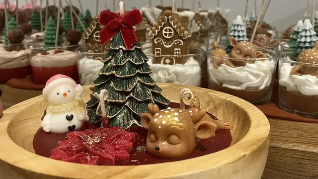 Bougies gourmandes et fondants, chalet du Marché de Noël d’Amiens