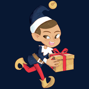 Lutin de Noël avec un cadeau