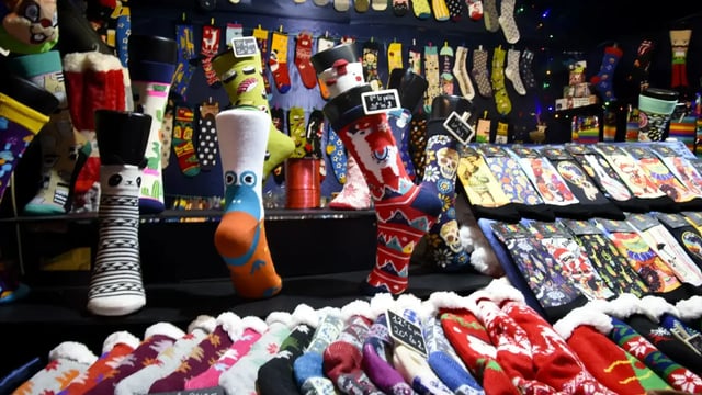 Chaussettes originales, chalet du Marché de Noël d’Amiens