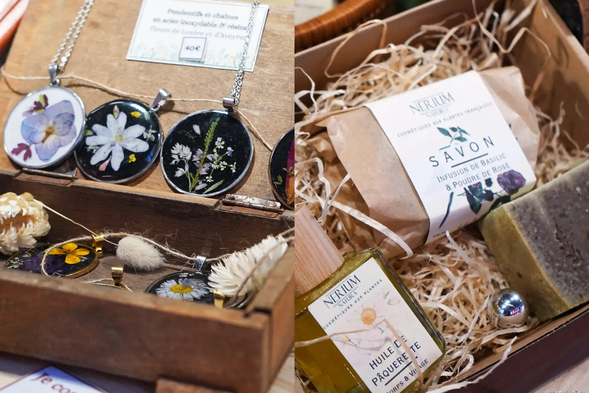 Fleurs sechees cosmetiques solides marche noel amiens