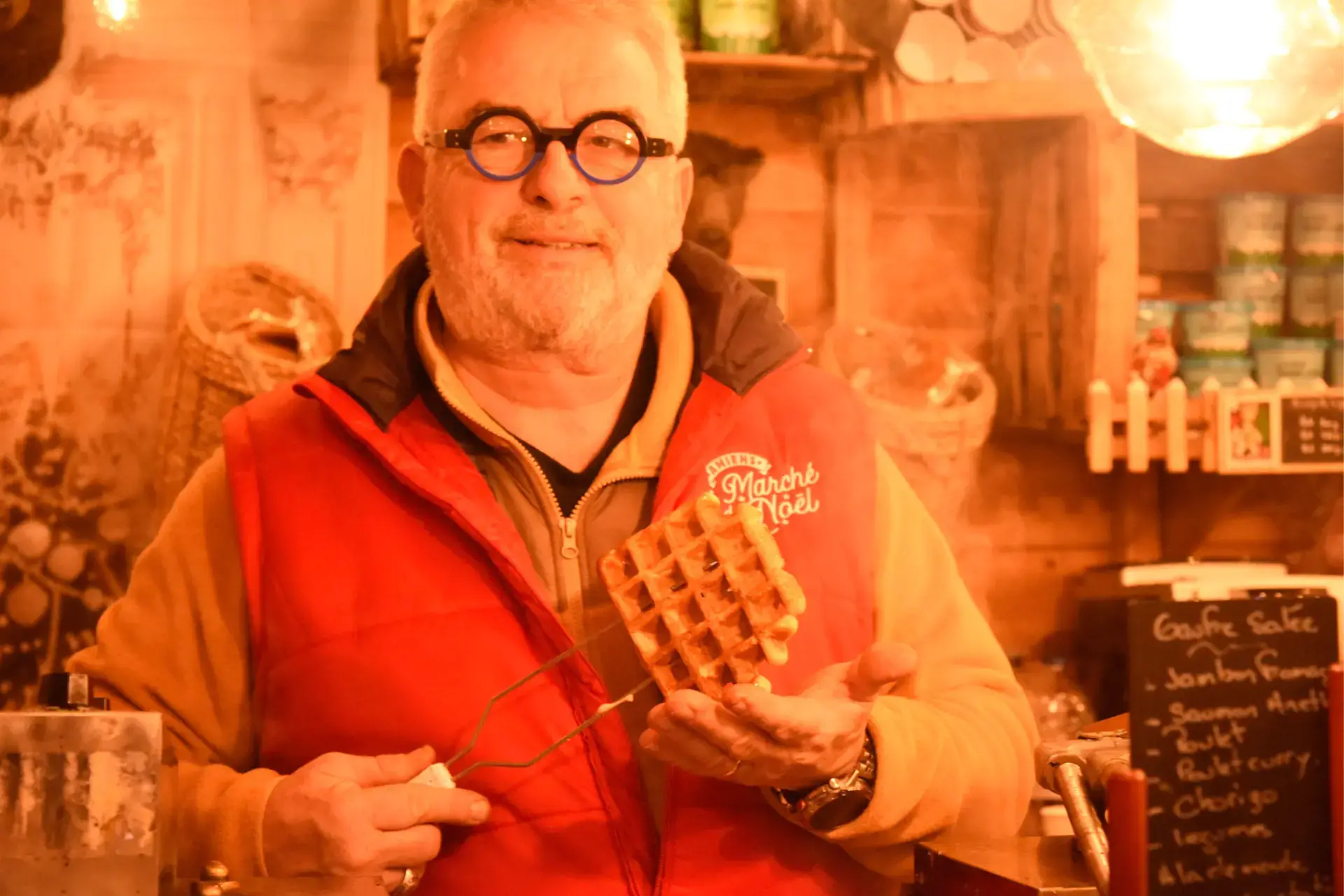 Gaufres liegeoises hot dog belge marche noel amiens