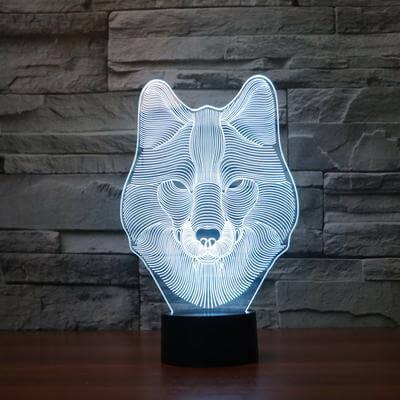 Lampe led 3D Loup - Le Génie de la lampe 3D