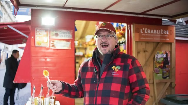 Produits du Québec au sirop d'érable, chalet du Marché de Noël d’Amiens